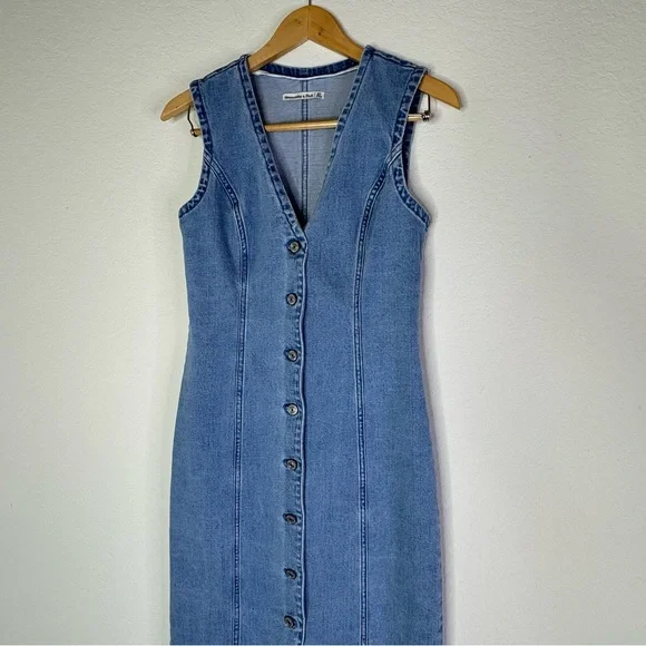 Abercrombie & Fitch Mara Denim Dress V-Neck Tall - Picture 5 of 11